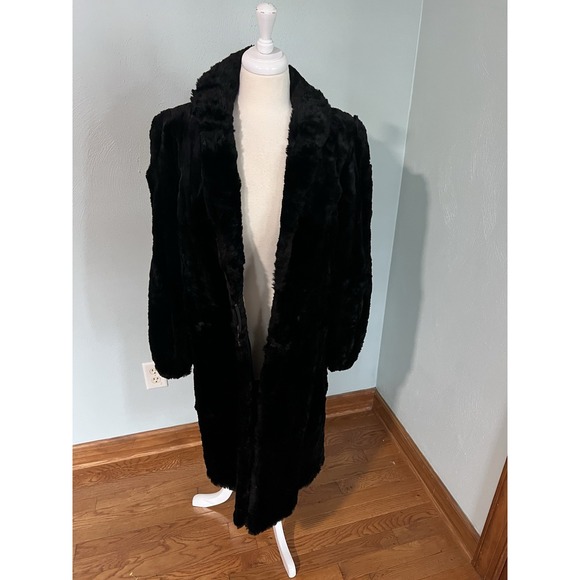 Vintage 40's Black Fur Coat Peacoat Lined Jacket Jackie Marilyn Flapper - Picture 1 of 6